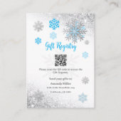 Gift Registry Snowflake Winter Baby Shower QR Code Informatiekaartje (Voorkant)