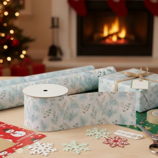 Gift Ribbon – Watercolor Eucalyptus & Pine Grosgrain Lint