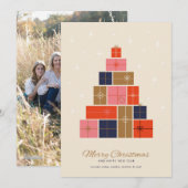 Gift Stack kerstboom Feestdagenkaart (Voorkant / Achterkant)