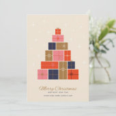 Gift Stack kerstboom Feestdagenkaart (Staand voorkant)