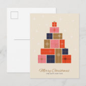 Gift Stack kerstboom Feestdagenkaart (Voorkant / Achterkant)