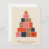 Gift Stack kerstboom Feestdagenkaart (Voorkant / Achterkant)