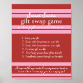 Gift Swap Game Geheim Santa Cabana Roze Streep Poster (Voorkant)