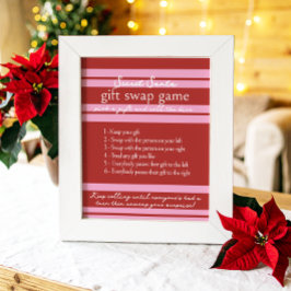 Gift Swap Game Geheim Santa Cabana Roze Streep Poster