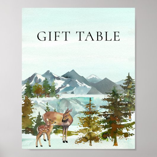 Gift Table Adventure Rustic Deer Baby shower Poster (Voorkant)