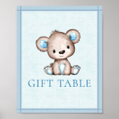 Gift Table Cute Brown Beer Baby shower Poster (Voorkant)