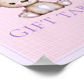 Gift Table Cute Girl Paars Beer Baby shower Poster (Hoek)