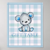 Gift Table Cute Grey Beer Baby shower Poster (Voorkant)
