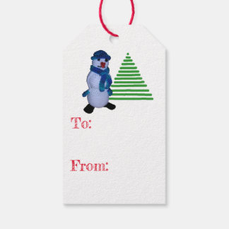 Gift Tag - Snowman and Tree Cadeaulabel