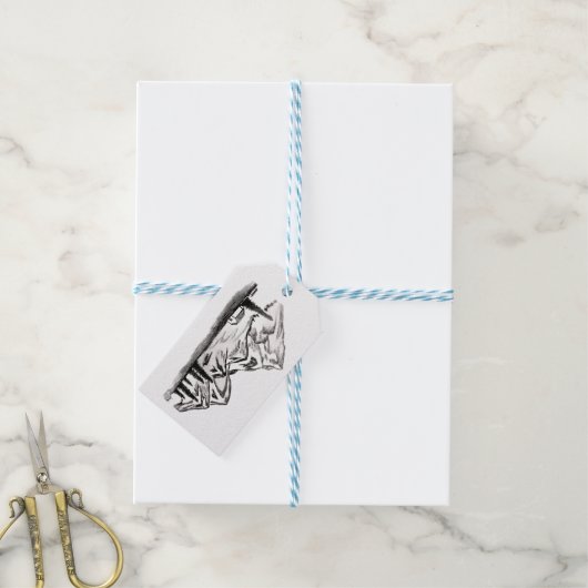 Gift tag with mountain theme cadeaulabel (Met Touw)