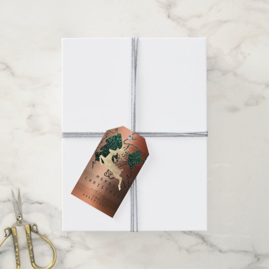 Gift to Glitter Copper Gold Snow-kerstboom Cadeaulabel (Met Touw)
