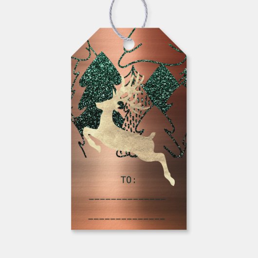 Gift to Glitter Copper Gold Snow-kerstboom Cadeaulabel (Achterkant)