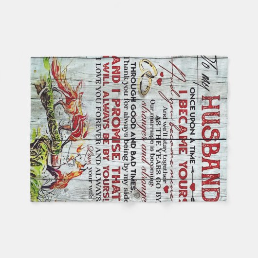 Gift to My Husband, Love Quottes Letter Fleece Deken (Voorkant (Horizontaal))