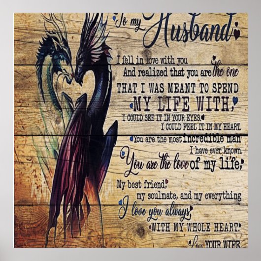 Gift to My Husband, Love Quottes Letter Poster (Voorkant)