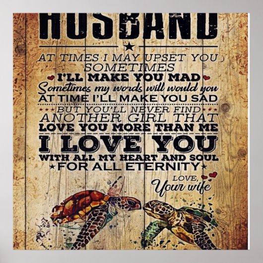 Gift to My Husband, Love Quottes Letter Poster (Voorkant)