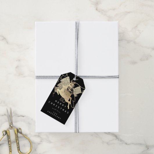 Gift to ReindeBlack Gold-kerstboom Cadeaulabel (Met Touw)