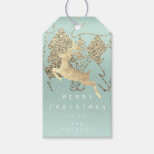 Gift to Reindeer Aqua Gold-kerstboom Cadeaulabel (Voorkant)