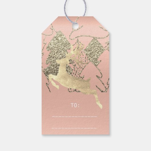 Gift to Reinderoze Blush Gold kerstboom Cadeaulabel (Achterkant)