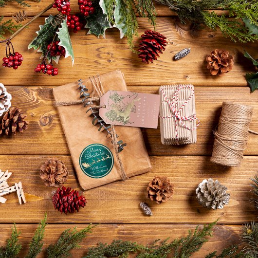 Gift to Reinderoze Blush Gold kerstboom Cadeaulabel