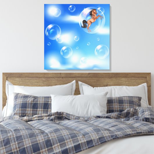 Gift van de bubbels - Paard Canvas Afdruk (Insitu (Slaapkamer))