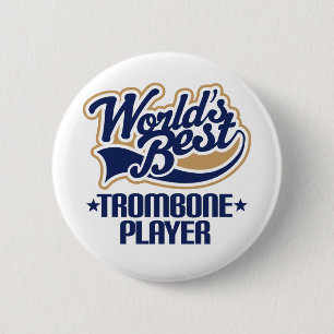 Gift van de Speler van de Trombone van werelden de Ronde Button 5,7 Cm