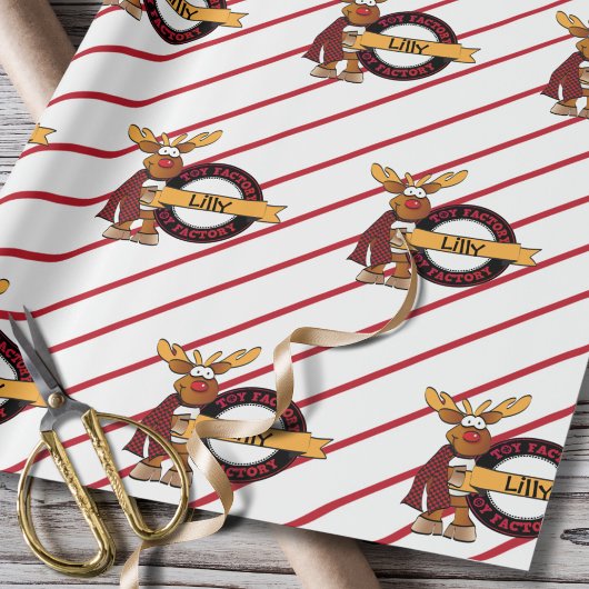 Gift van Santa voor kinderen Rudolph Cartoon Cadeaupapier