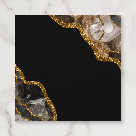 Gift voor Black & Gold Agate Geode Glitter Wedding Bedankjes Labels (Achterkant)