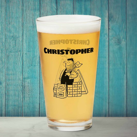Gift voor een Bouwer met zijn Naam. Bouwer Glas