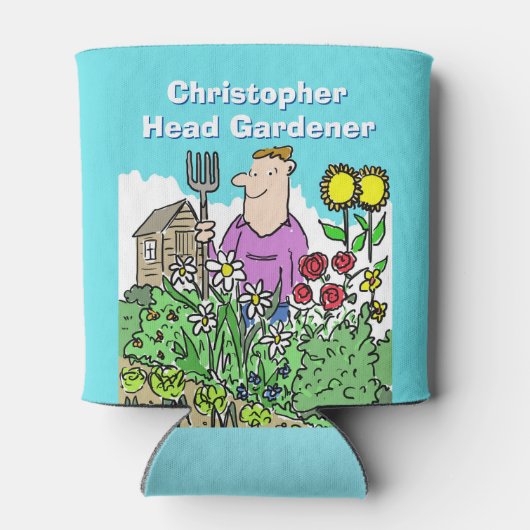 Gift voor een Gardener. Voeg jouw naam toe. Blikje Blikjeskoeler (Achterkant)