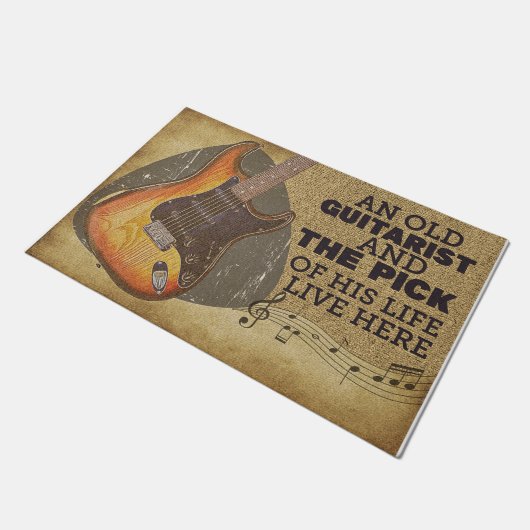 Gift voor gitaar Vinatge Guitar Player, Housewarmi Deurmat (Schuin)