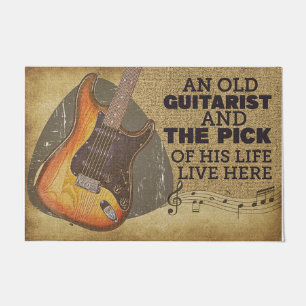 Gift voor gitaar Vinatge Guitar Player, Housewarmi Deurmat