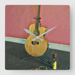 Gift voor musicus gitarist vierkante klok