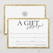 GIFT VOUCHER elegant chic business gold glitter Kaart (Voorkant / Achterkant)