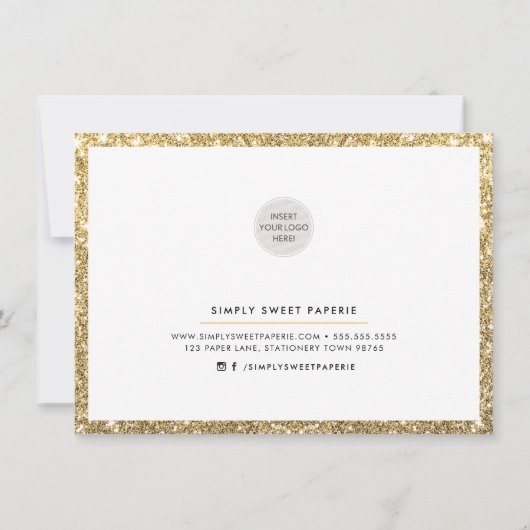 GIFT VOUCHER elegant chic business gold glitter Kaart (Achterkant)