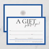 GIFT VOUCHER elegant chic business royal blue Kaart (Voorkant / Achterkant)