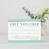GIFT VOUCHER modern elegant business mint green Kaart (Staand voorkant)
