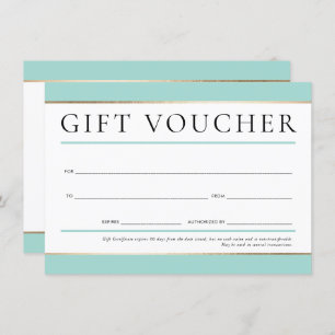 GIFT VOUCHER modern elegant business mint green Kaart