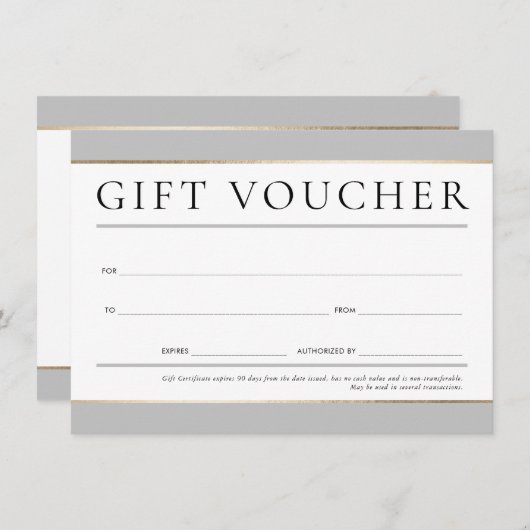GIFT VOUCHER modern elegant zakelijk neutraal grij Kaart (Voorkant / Achterkant)