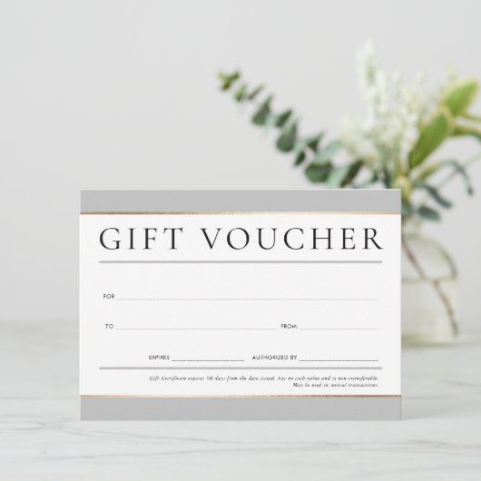 GIFT VOUCHER modern elegant zakelijk neutraal grij Kaart (Staand voorkant)