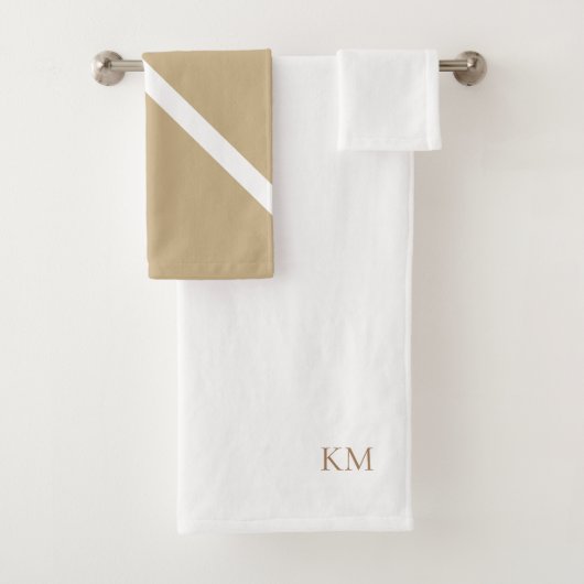 Gift White & Gold Monogram Weddenschap Bad Handdoek (Insitu)