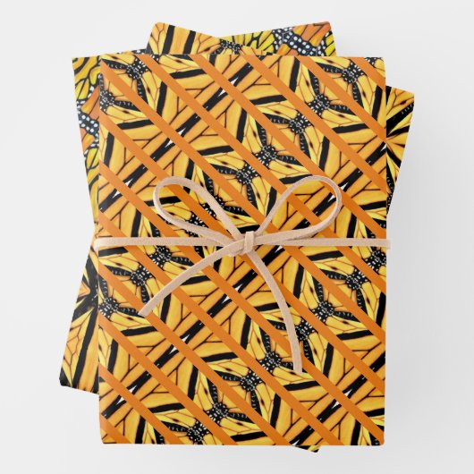 Gift Wrap Abstracte Monarch Wings Inpakpapier Vel (In situ)