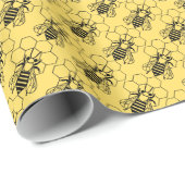 Gift Wrap - Bee on Honeycomb Cadeaupapier (Rol Hoek)