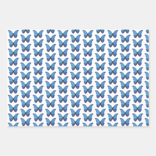 Gift Wrap Blue Morpho Butterflies Inpakpapier Vel (Voorkant 3)