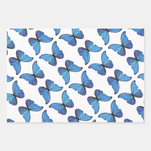 Gift Wrap Blue Morpho Butterflies Inpakpapier Vel (Voorkant 2)