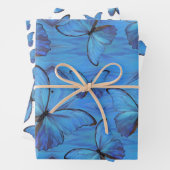 Gift Wrap Blue Morpho Butterflies Inpakpapier Vel (In situ)