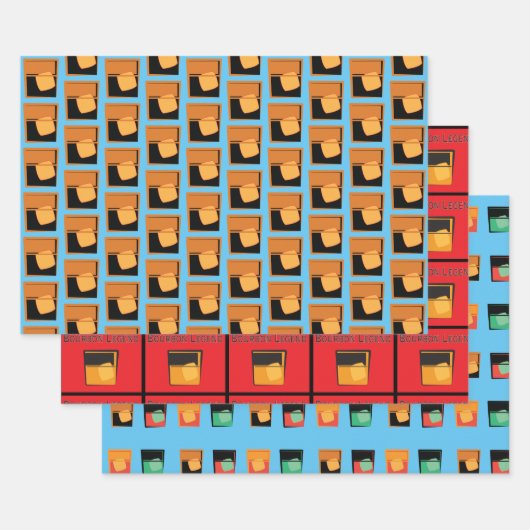 Gift Wrap - Bourbon Aficionado 3 Design Inpakpapier Vel (Set)