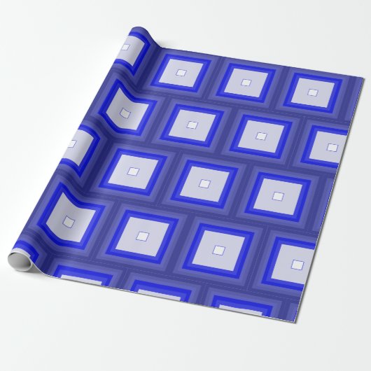 Gift wrap - Concentric Squares in Blue Tones Cadeaupapier (Uitgerold)