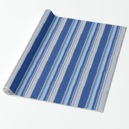Gift Wrap - Gehaakte in blauwe strepen Cadeaupapier