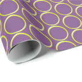 Gift Wrap - Gele Ringen op Paars Cadeaupapier (Rol Hoek)