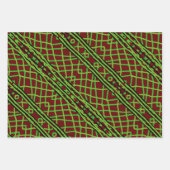 Gift Wrap Green Weave w/ Red Background Inpakpapier Vel (Voorkant)